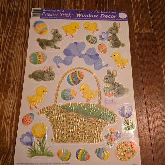 Vintage Eureka Easter Holiday Window Cling Decor Bunny Egg Chic - Picture 10 of 10